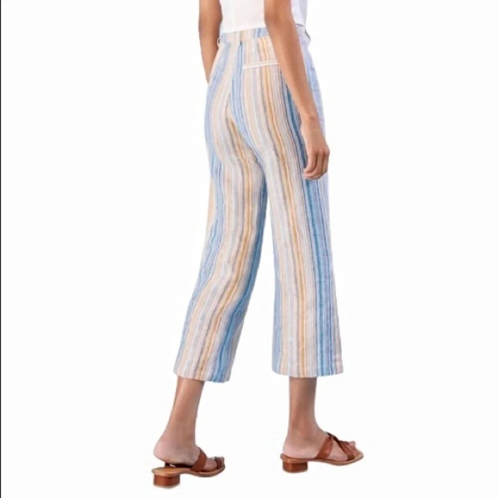NWT REFORMATION Striped Wide Leg Linen Pants Sz 12